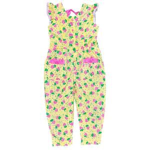 Vintage 90's Strawberry Jumpsuit Romper Kid's Girl's size 6 Yellow Summer Outfit